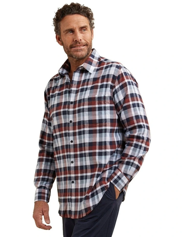 Maxwel Cotton Brushed Long Sleeve Shirt in Blue image 2