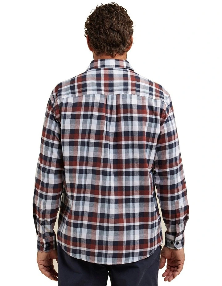 Maxwel Cotton Brushed Long Sleeve Shirt in Blue image 3