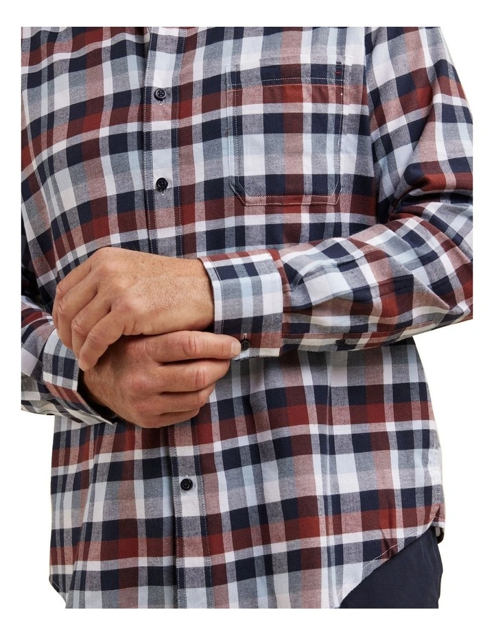 Maxwel Cotton Brushed Long Sleeve Shirt in Blue image 4