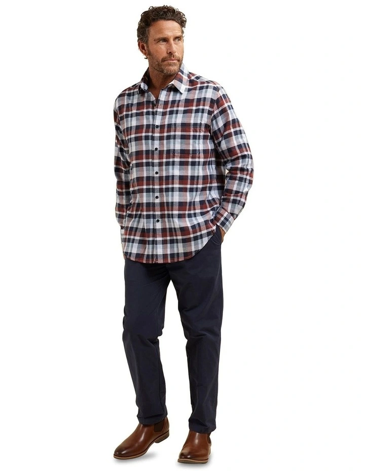 Maxwel Cotton Brushed Long Sleeve Shirt in Blue image 5