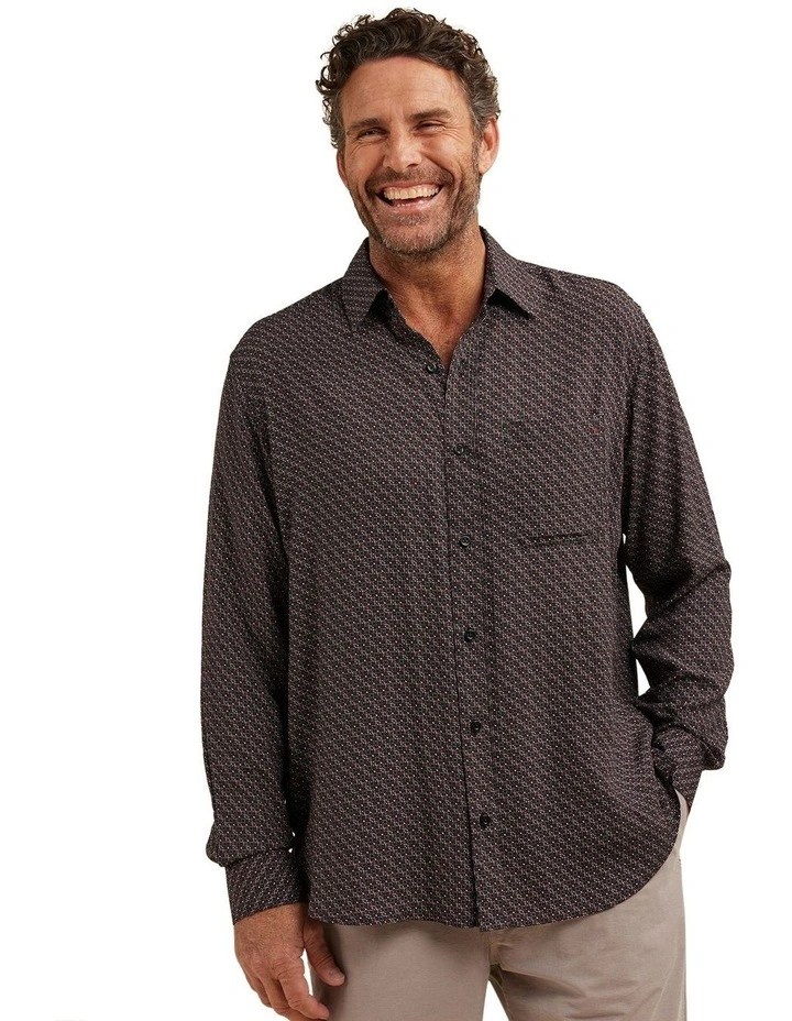 Avalon Bamboo Long Sleeve Shirt in Black image 1