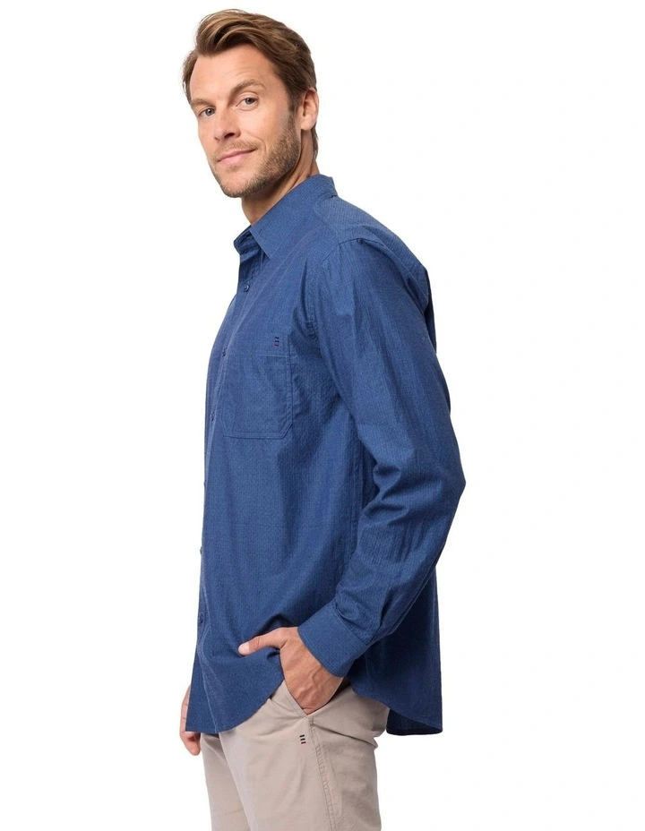 Oliviero Long Sleeve Shirt in Indigo image 3
