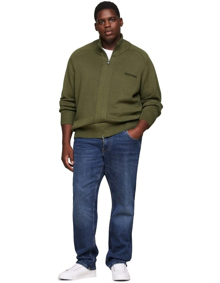 Big & Tall Monotype Chunky Cotton Zip Thru Knit Green image 3