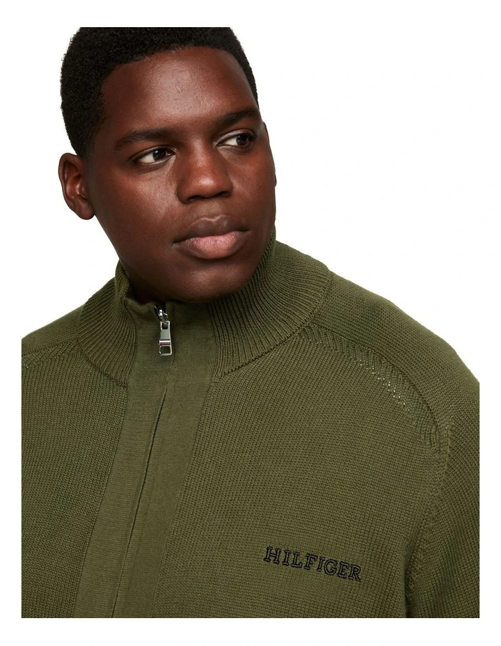 Big & Tall Monotype Chunky Cotton Zip Thru Knit Green image 4
