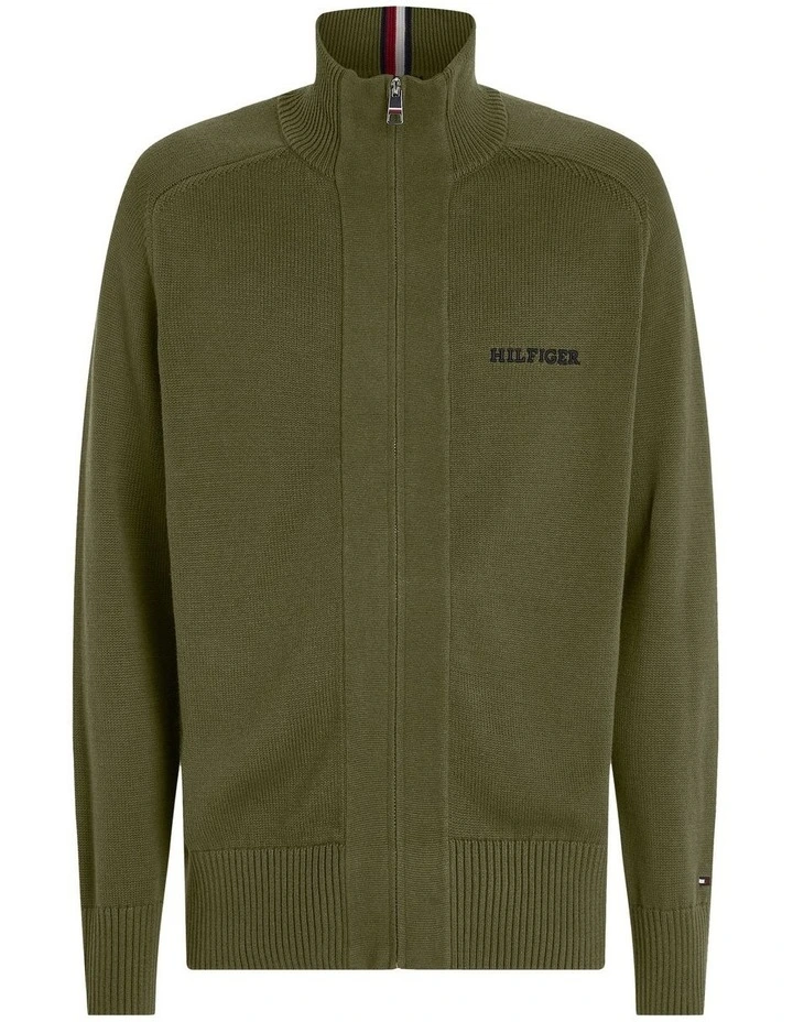 Big & Tall Monotype Chunky Cotton Zip Thru Knit Green image 5