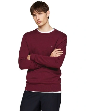 Essential Cotton Crew Neck Knit in Red