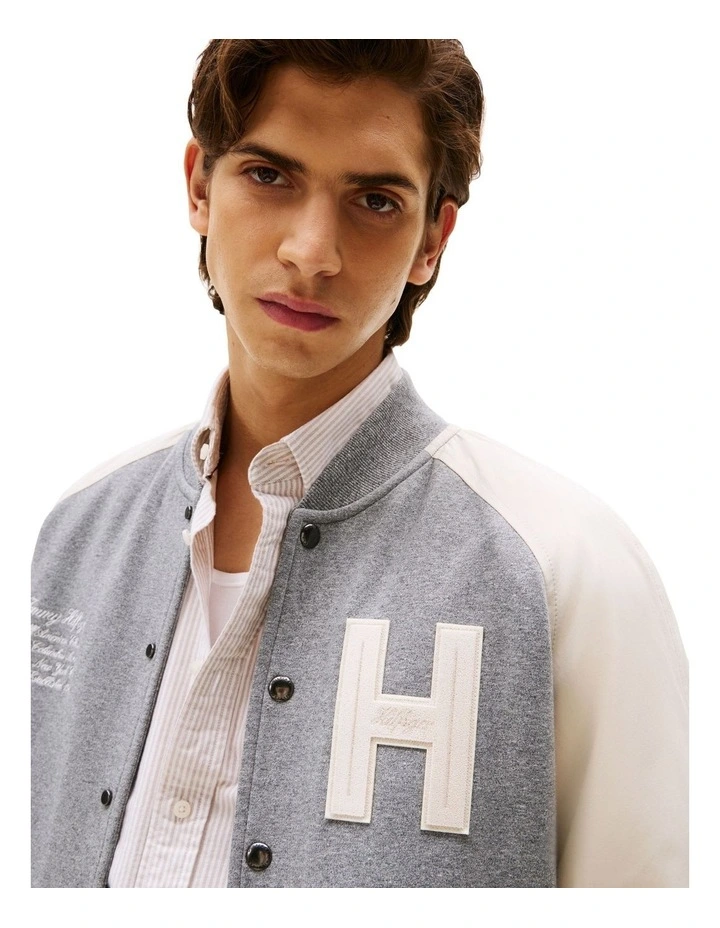 Athleisure Relaxed Bomber Jacket in Grey image 3