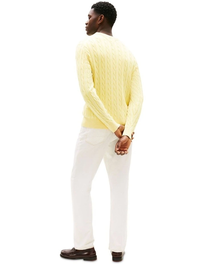 Cable Knit Washed Jumper in Yellow image 2