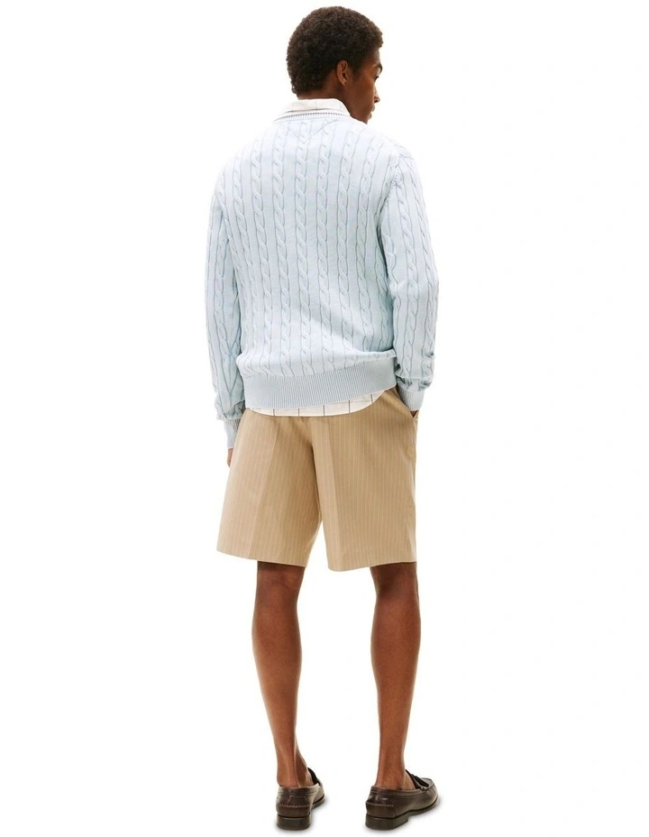 Cable Knit Washed Jumper in Blue image 2