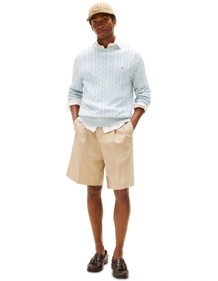 Cable Knit Washed Jumper in Blue image 4