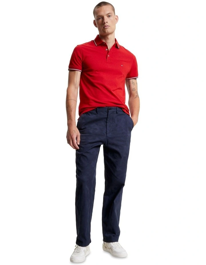 1985 Collection Tipped Slim Fit Polo in Red image 2