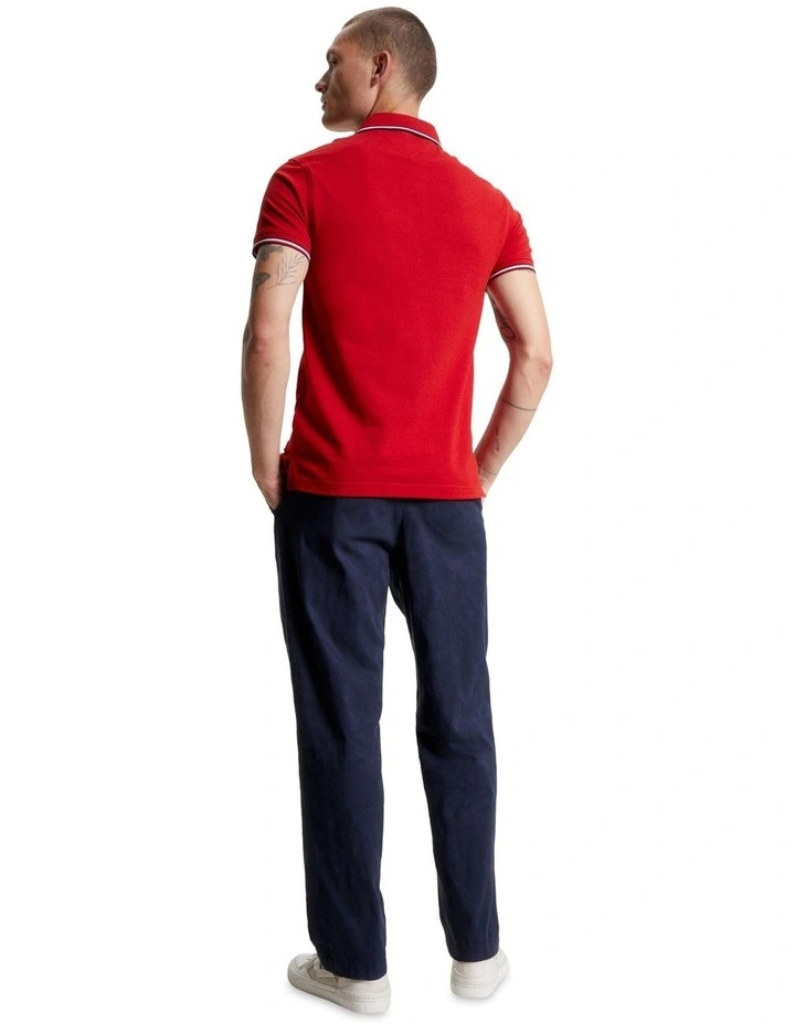 1985 Collection Tipped Slim Fit Polo in Red image 4