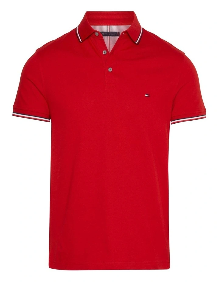 1985 Collection Tipped Slim Fit Polo in Red image 5