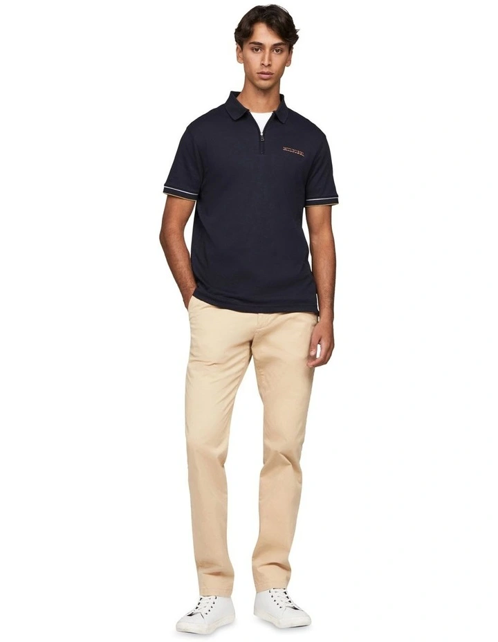 Brand Love Zip Regular Polo in Desert Sky image 3