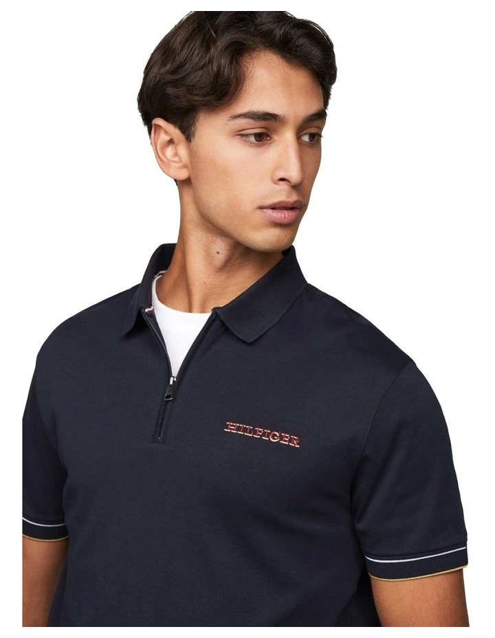 Brand Love Zip Regular Polo in Desert Sky image 4