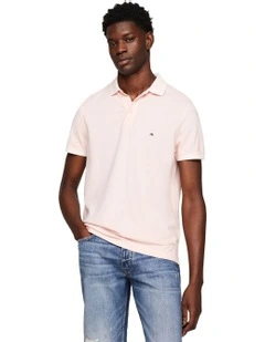 Garment Dyed Flag Embroidery Regular Polo Shirt in Pink