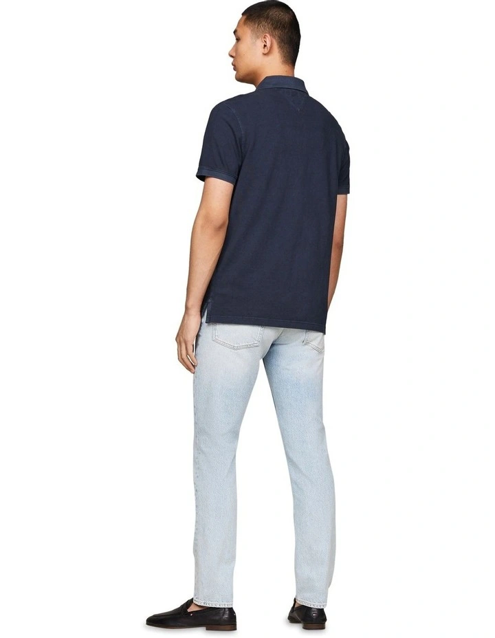 Garment Dyed Flag Embroidery Regular Polo Shirt in Navy image 2