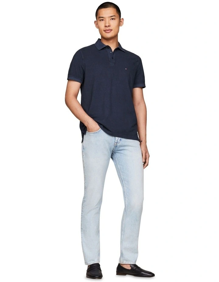 Garment Dyed Flag Embroidery Regular Polo Shirt in Navy image 3