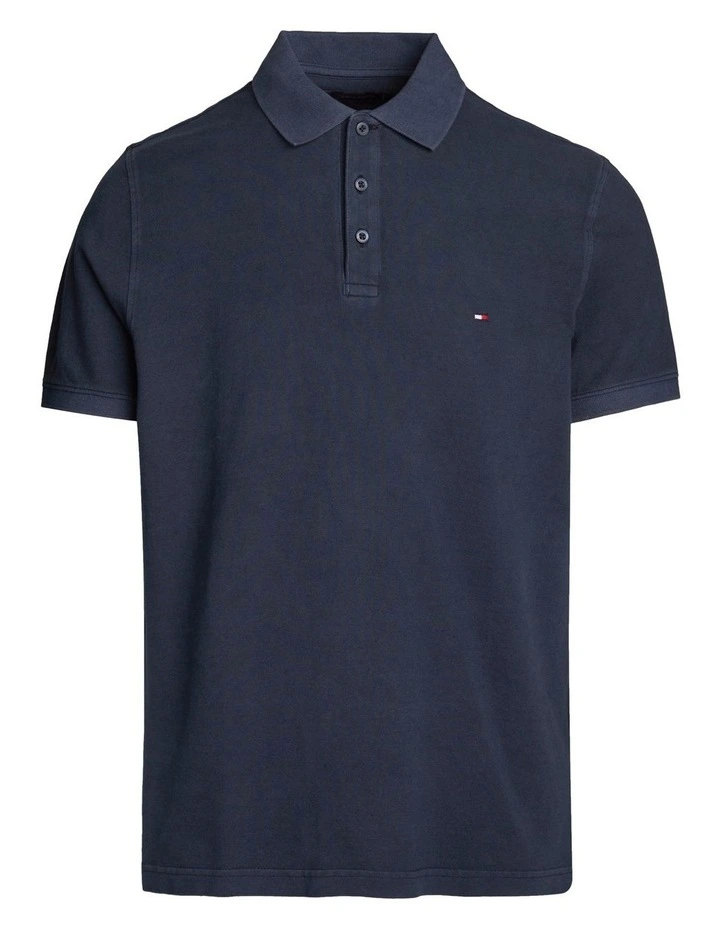 Garment Dyed Flag Embroidery Regular Polo Shirt in Navy image 5