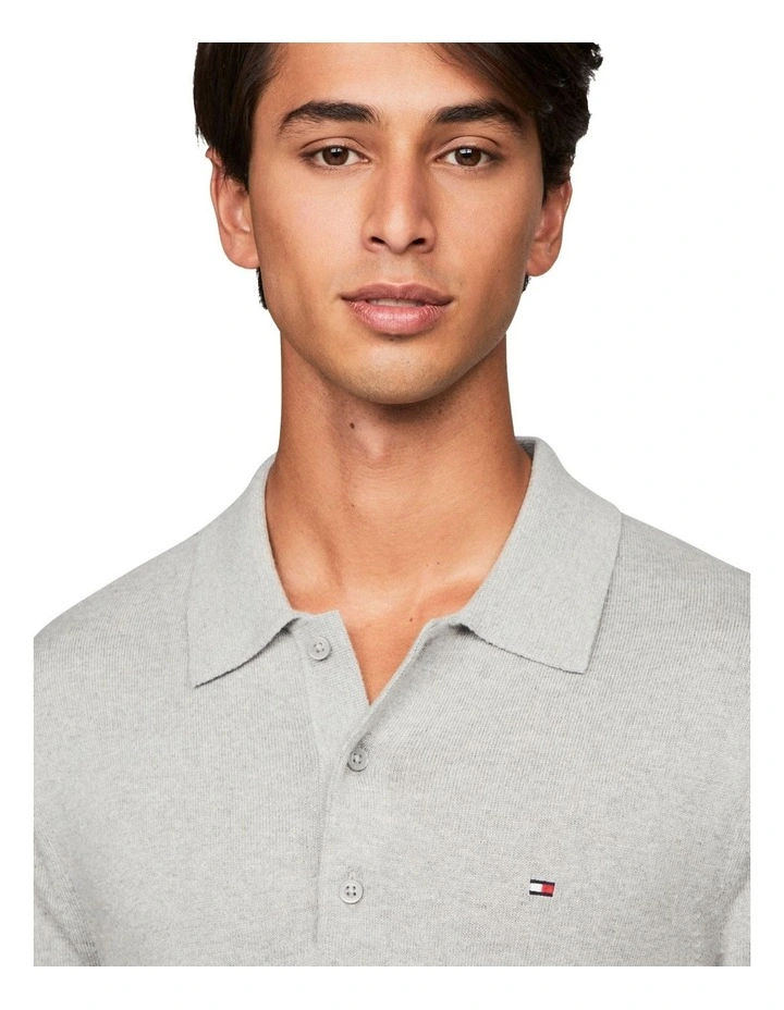 Pima Cotton Cashmere Polo Shirt in Grey image 4