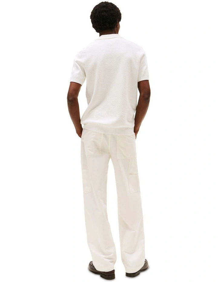 Textured Knit Polo Shirt in White image 2