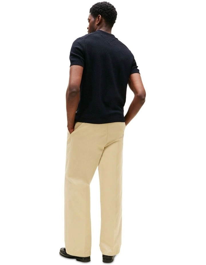 Textured Knit Polo Shirt in Blue image 2