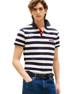 Americana Flag Stripe Polo in Blue