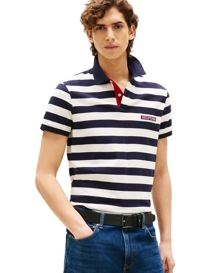 Americana Flag Stripe Polo in Blue image 1