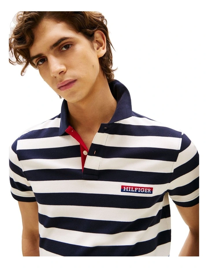 Americana Flag Stripe Polo in Blue image 3