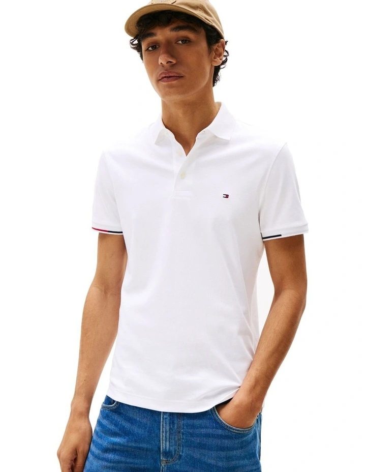 Slim Fit Signature Polo Shirt in White image 1