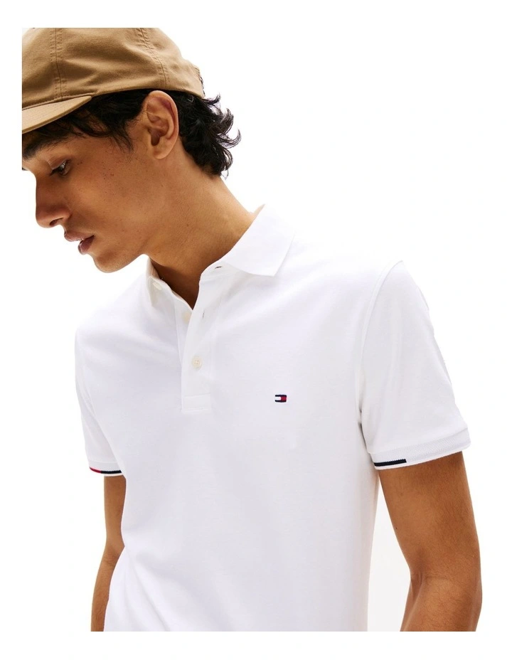 Slim Fit Signature Polo Shirt in White image 3