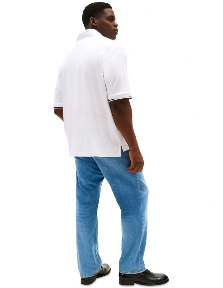 Big & Tall Flag Cuff Polo in White image 2
