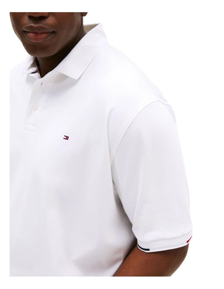 Big & Tall Flag Cuff Polo in White image 3