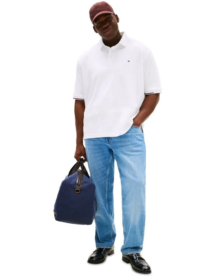 Big & Tall Flag Cuff Polo in White image 4