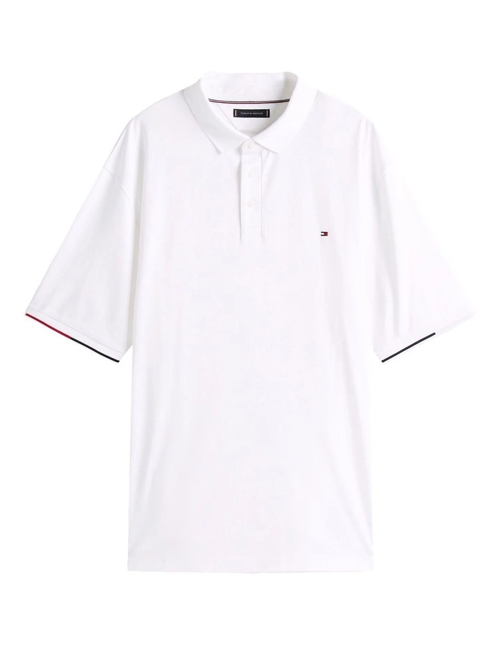 Big & Tall Flag Cuff Polo in White image 5