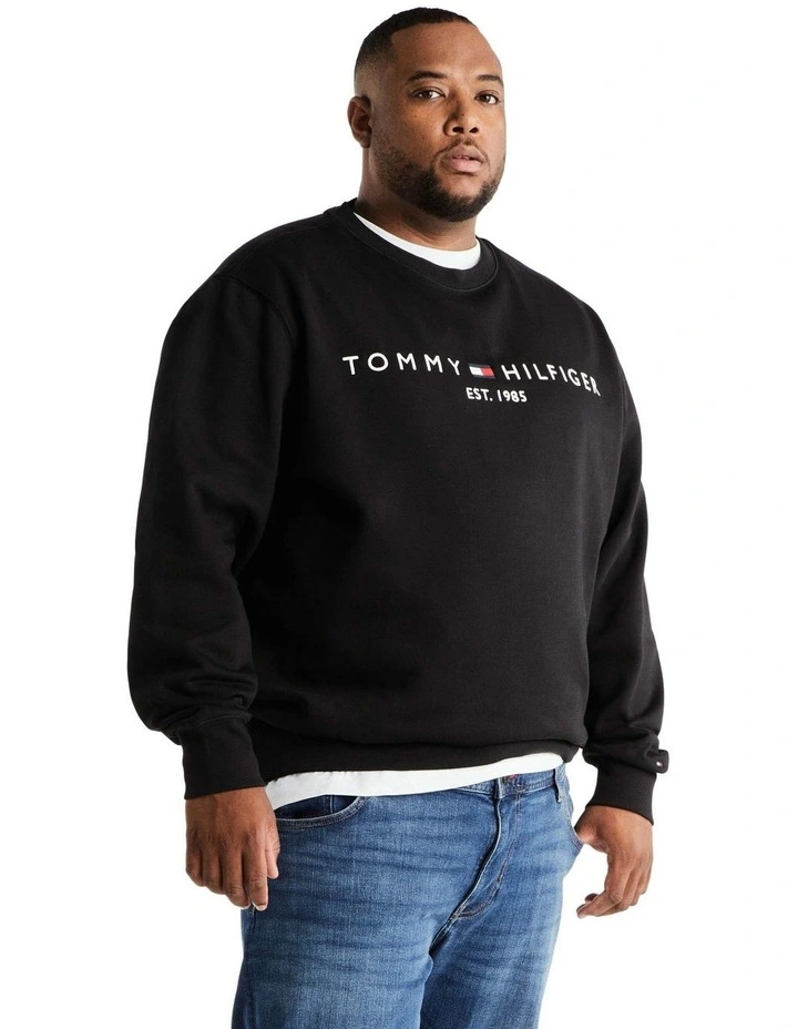 Big & Tall Crew Sweat Top in Black image 1