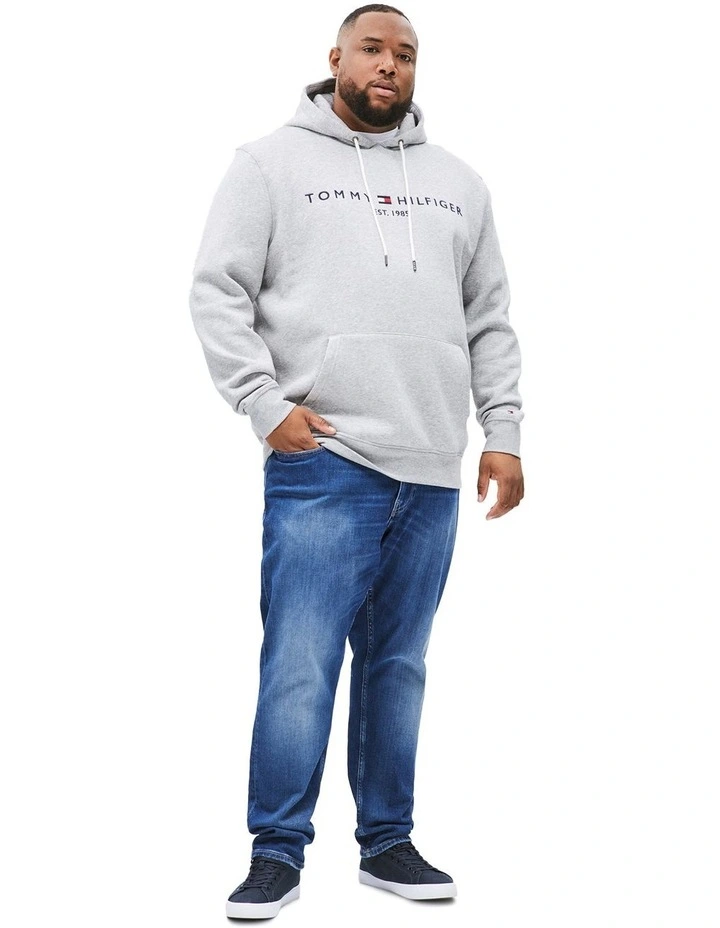 Big & Tall Logo Embroidery Drawstring Hoodie in Grey image 3