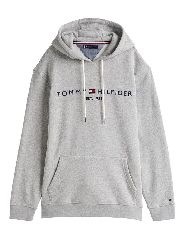 Big & Tall Logo Embroidery Drawstring Hoodie in Grey image 5