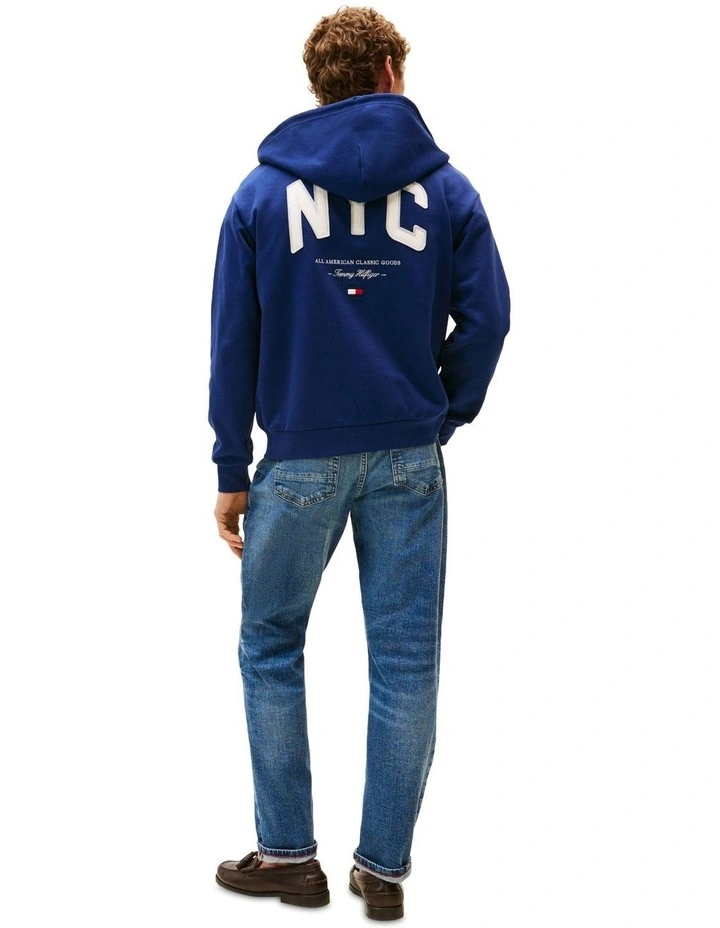 Athleisure Back Logo Zip-Thru Hoody in Blue image 2