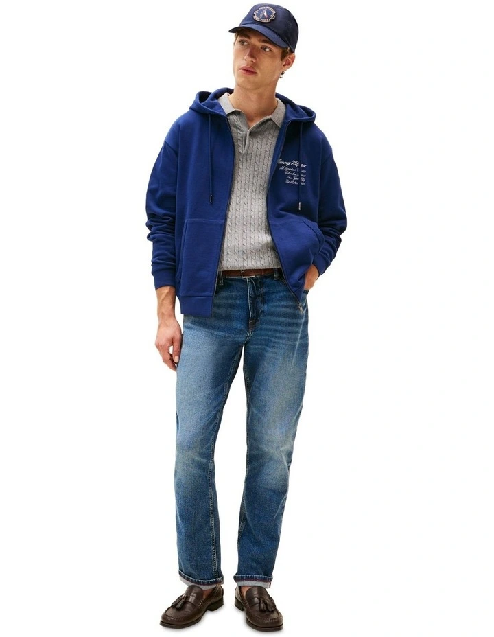 Athleisure Back Logo Zip-Thru Hoody in Blue image 4