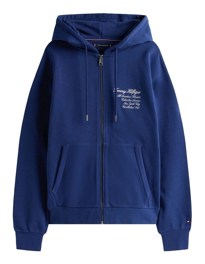 Athleisure Back Logo Zip-Thru Hoody in Blue image 5