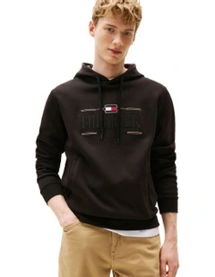Tonal Logo Embroidery Hoody in Black