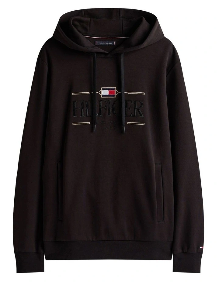 Tonal Logo Embroidery Hoody in Black image 5