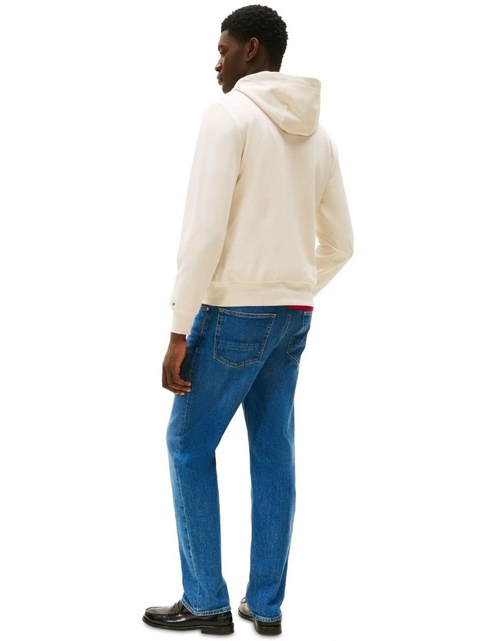 Tonal Logo Embroidery Hoody in Beige image 2