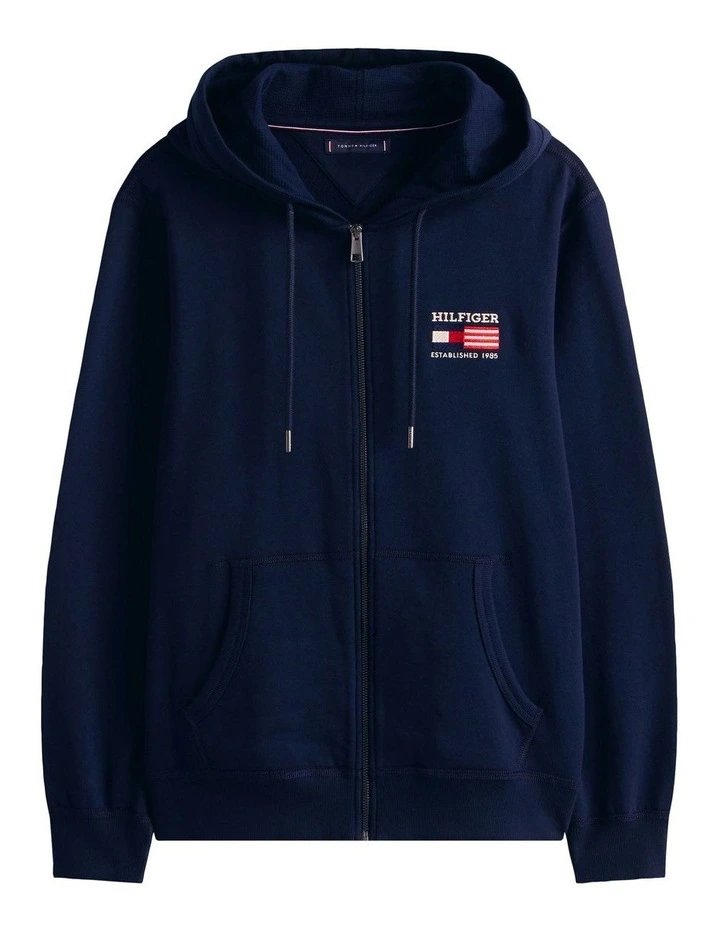 Americana Zip Through Hoodie in Blue image 5