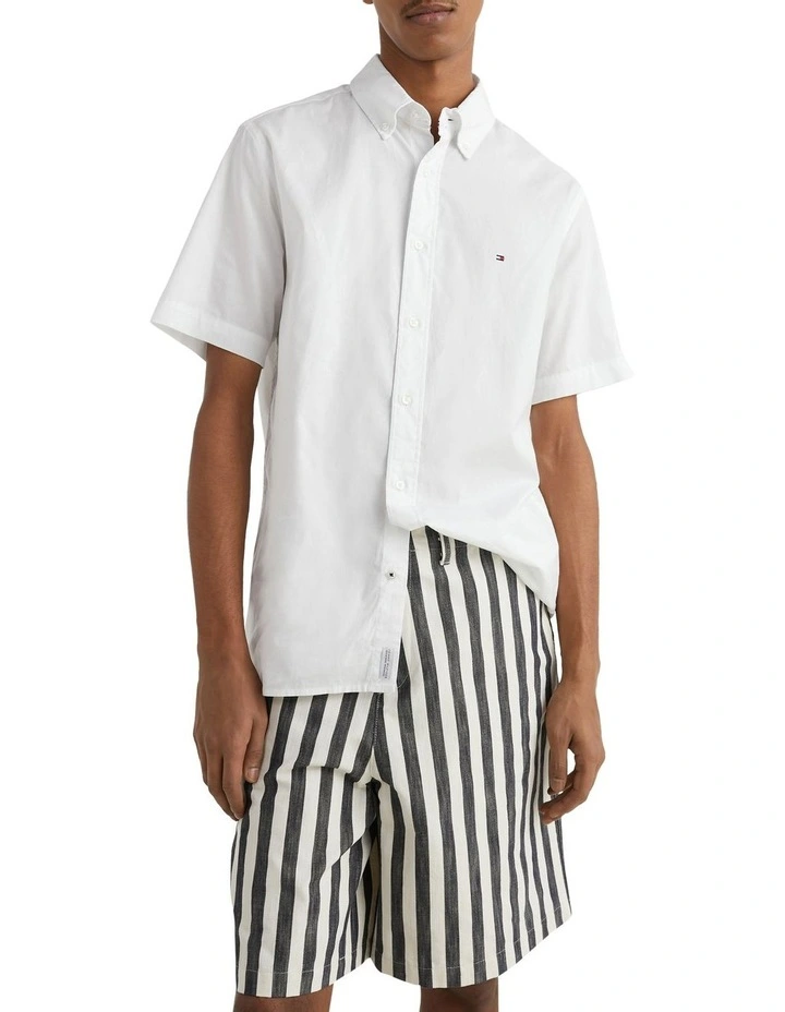 Poplin Flex Short Sleeve Shirt in White image 1