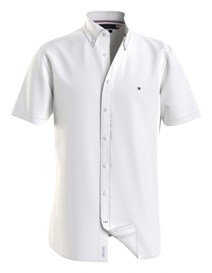 Poplin Flex Short Sleeve Shirt in White image 5