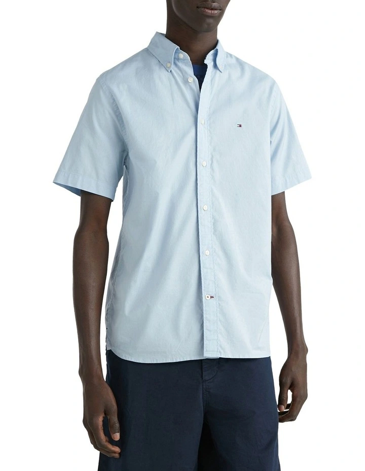 Poplin Flex Short Sleeve Shirt in Blue image 1