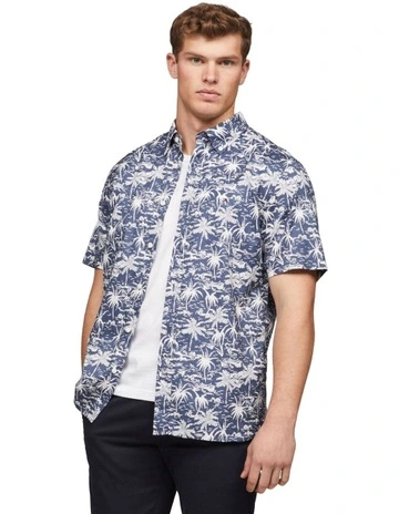 Hawaiian Print Short Sleeve Shirt in Blue