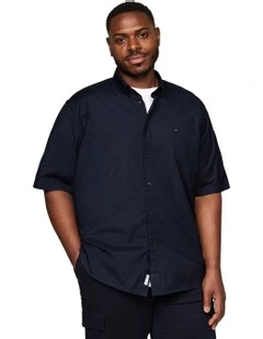 Big & Tall TH Flex Short Sleeve Poplin Shirt in Blue